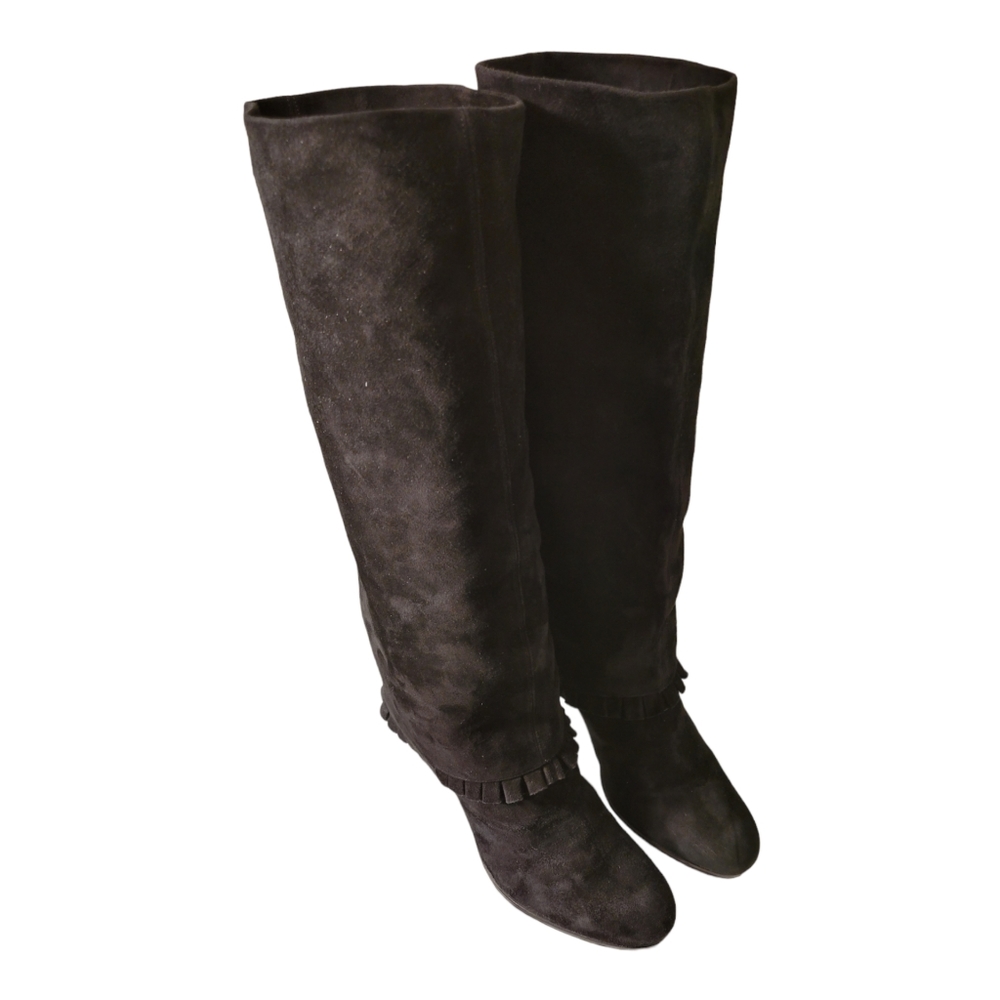 Vintage Nine West Thakoon Black Designer Boots/New Yorker Suede Tall High Heel